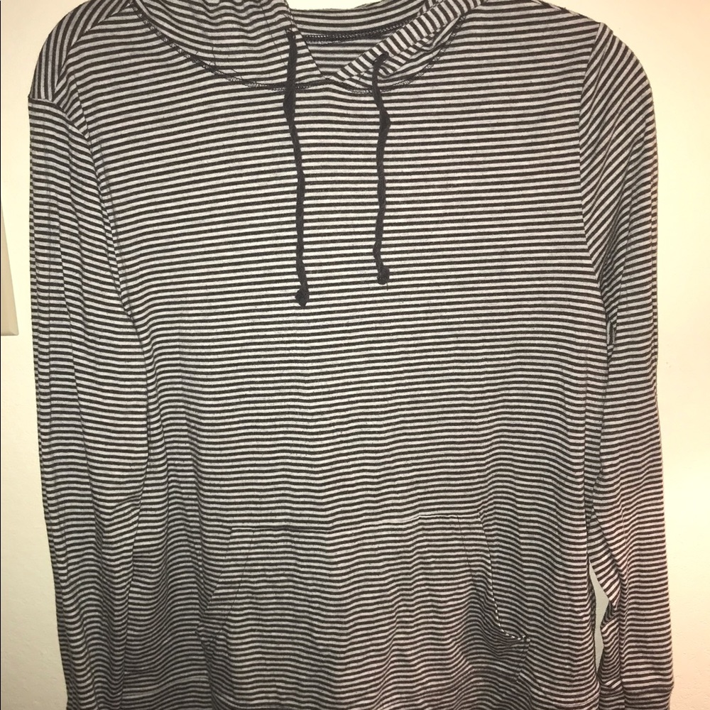 Gray Striped Hoodie
